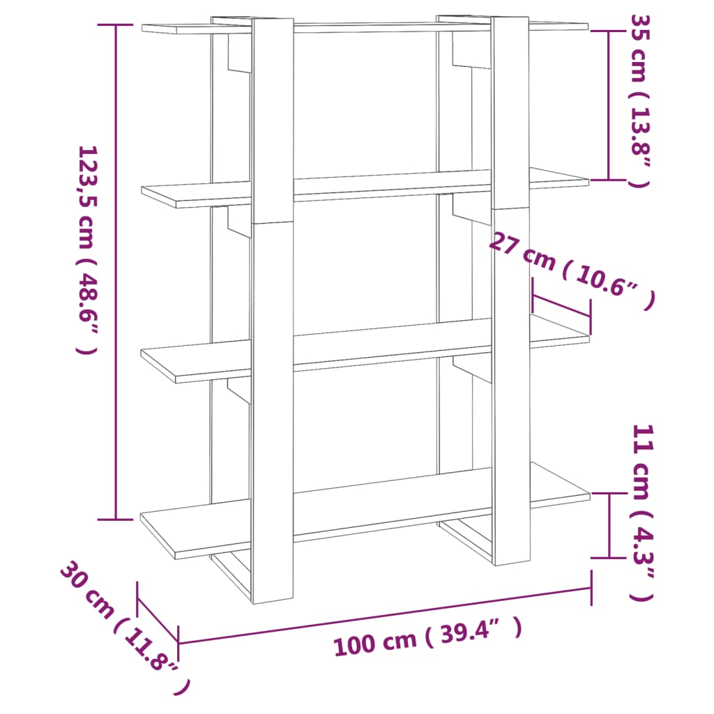 Libreria/Divisorio Bianco Lucido 100x30x123,5 cm - homemem39