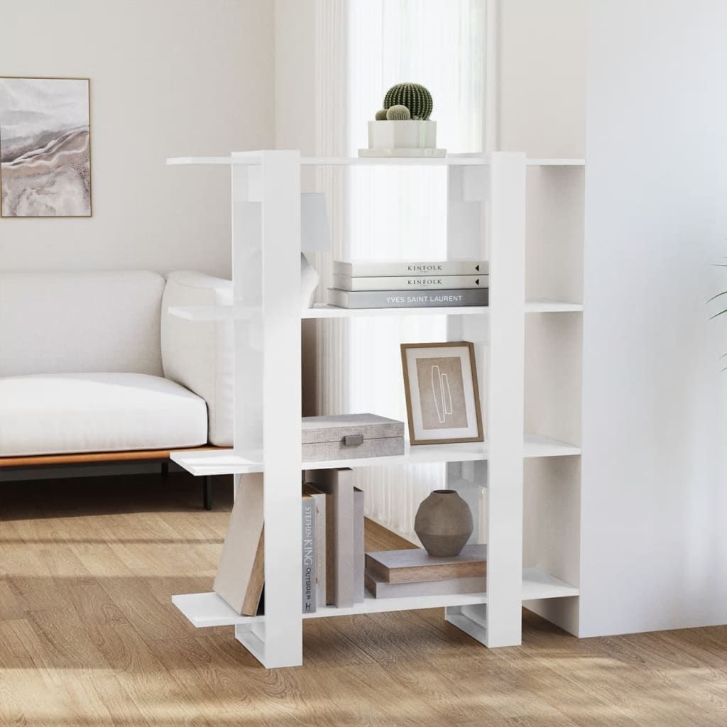 Libreria/Divisorio Bianco Lucido 100x30x123,5 cm - homemem39