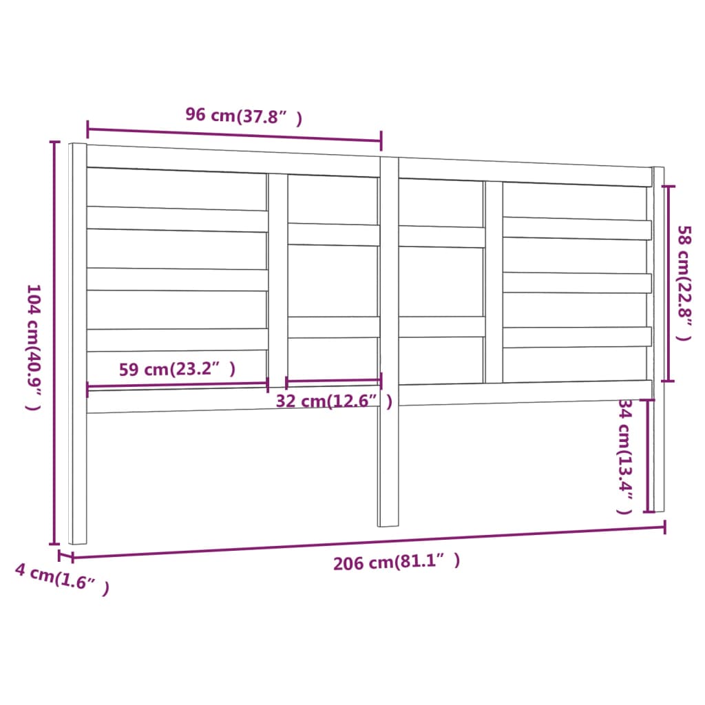Testiera per Letto Miele 206x4x104 cm in Legno Massello di Pino - homemem39