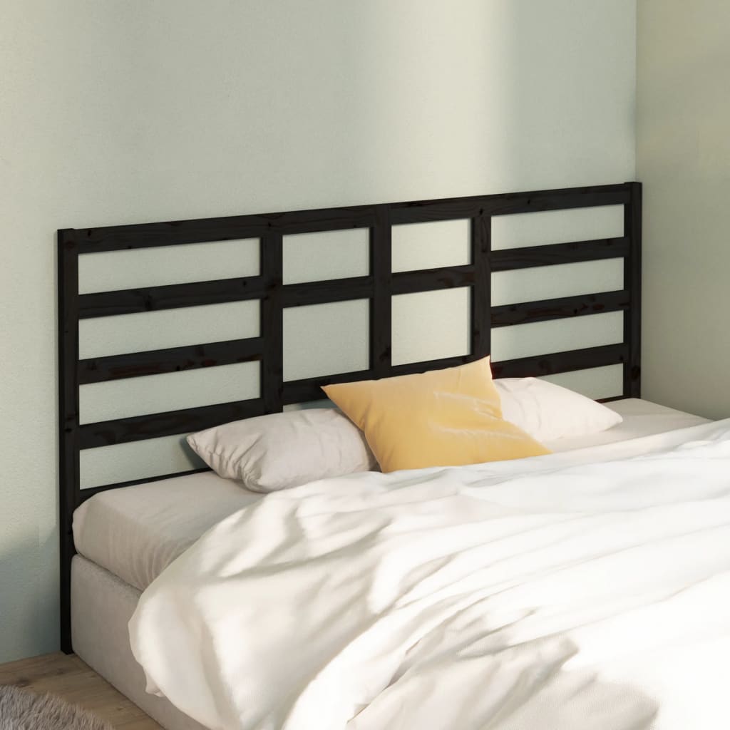 Testiera per Letto Nera 206x4x104 cm in Legno Massello di Pino - homemem39