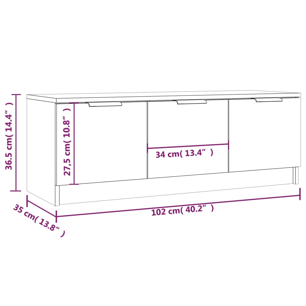 Mobile TV Grigio Sonoma 102x35x36,5 cm in Legno Multistrato - homemem39