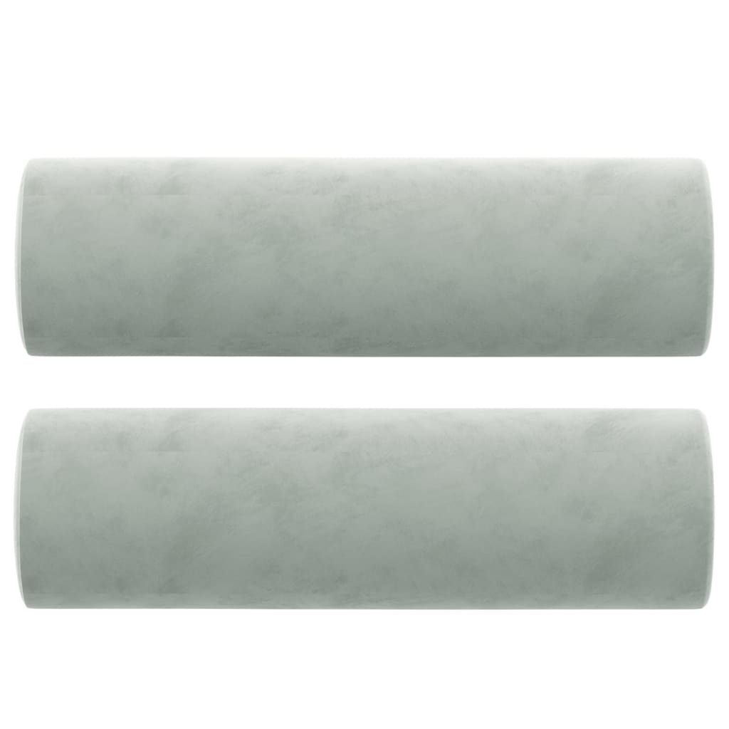 Cuscini Decorativi 2 pz Grigio Chiaro Ø15x50 cm in Velluto - homemem39