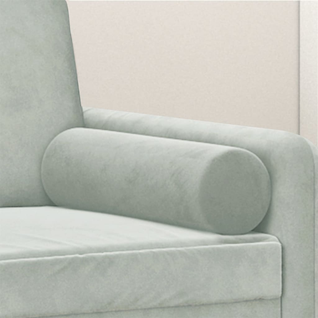 Cuscini Decorativi 2 pz Grigio Chiaro Ø15x50 cm in Velluto - homemem39