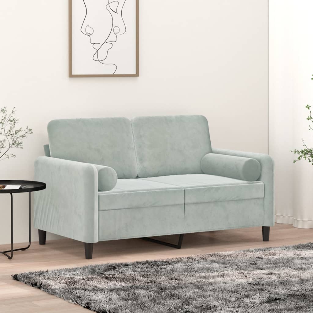 Cuscini Decorativi 2 pz Grigio Chiaro Ø15x50 cm in Velluto - homemem39