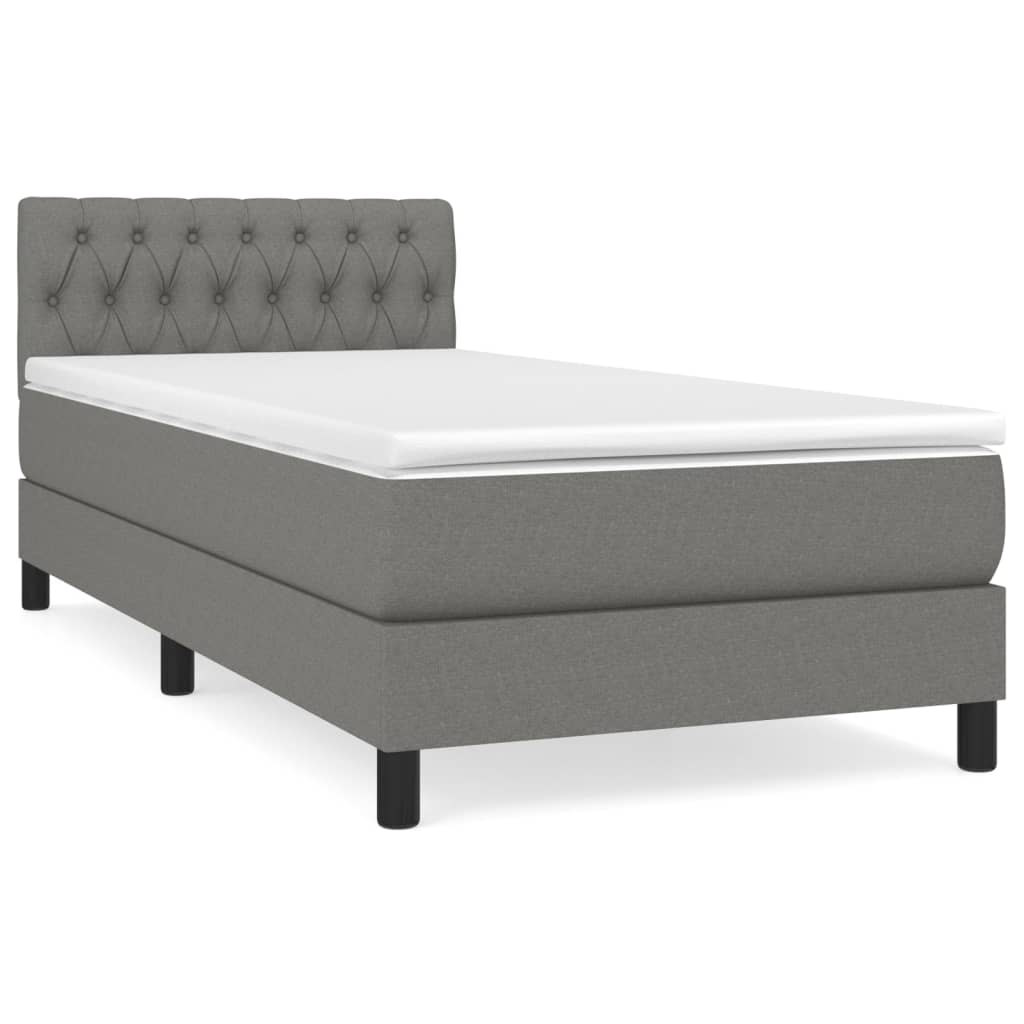 Giroletto a Molle con Materasso Grigio Scuro 90x200 cm Tessuto - homemem39