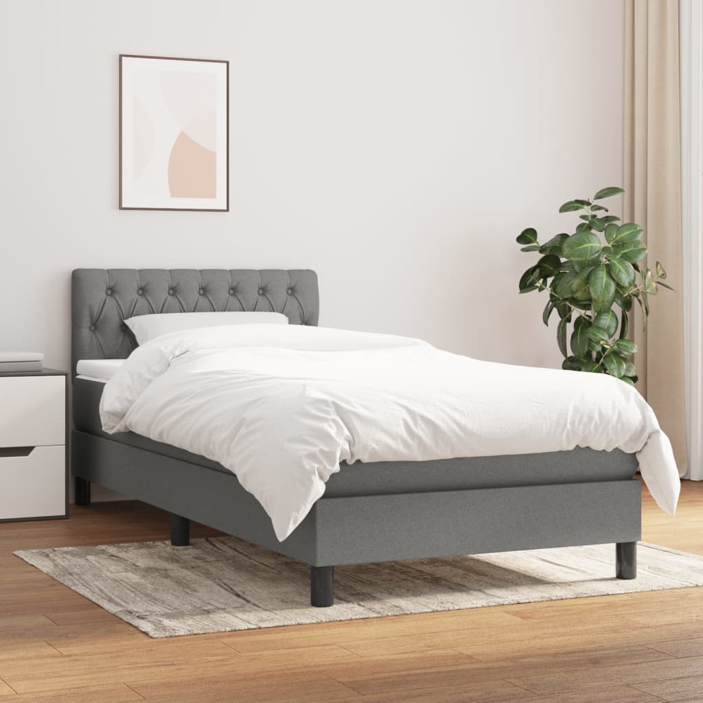 Giroletto a Molle con Materasso Grigio Scuro 90x200 cm Tessuto - homemem39