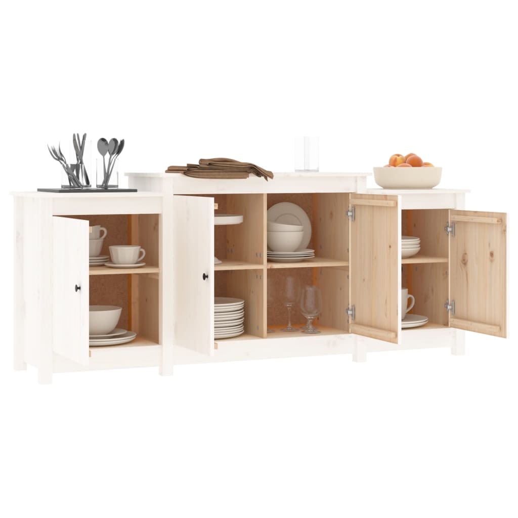 Credenza Bianca 164x37x68 cm in Legno Massello di Pino - homemem39