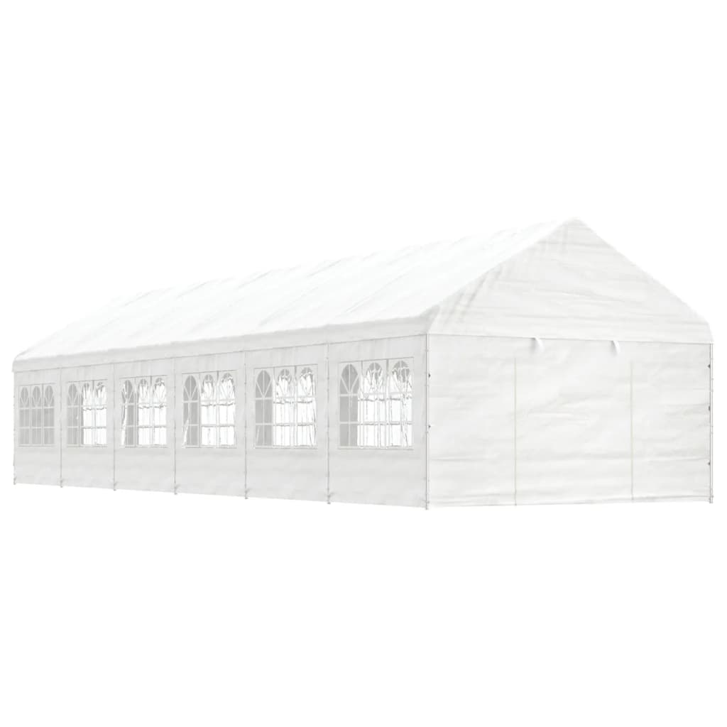 Gazebo con Tetto Bianco 13,38x4,08x3,22 m in Polietilene - homemem39