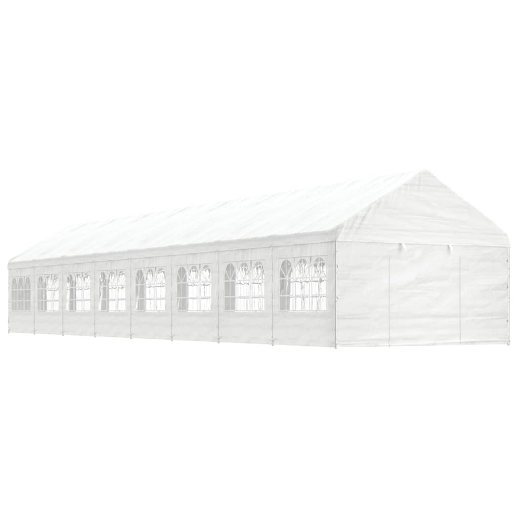 Gazebo con Tetto Bianco 17,84x4,08x3,22 m in Polietilene - homemem39