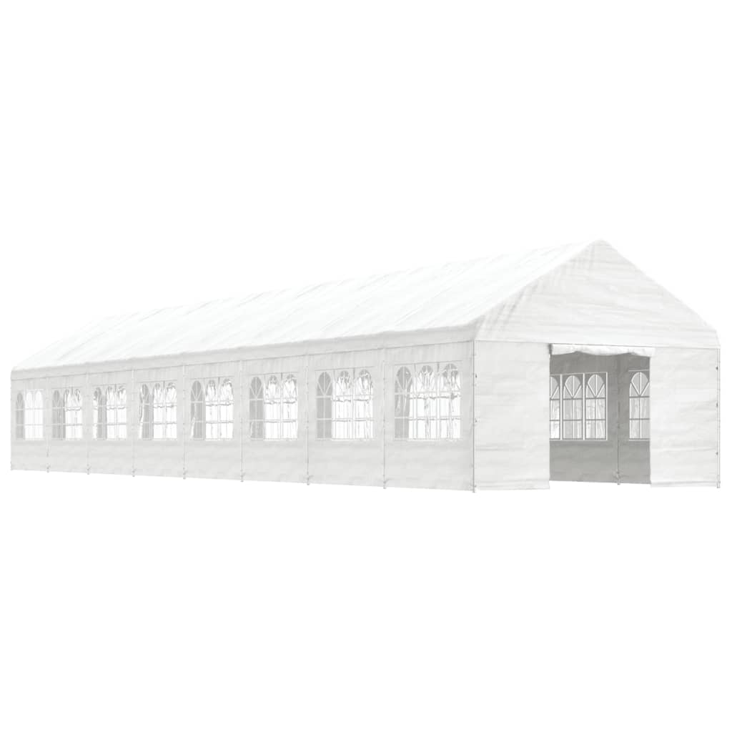 Gazebo con Tetto Bianco 17,84x4,08x3,22 m in Polietilene - homemem39