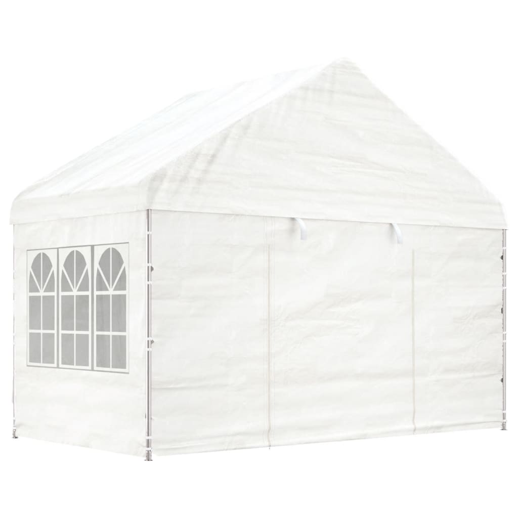 Gazebo con Tetto Bianco 17,84x4,08x3,22 m in Polietilene - homemem39