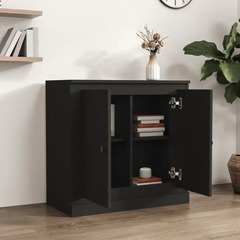 Credenza Nera 70x35,5x67,5 cm in Legno Multistrato - homemem39