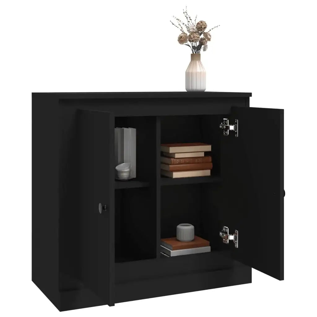 Credenza Nera 70x35,5x67,5 cm in Legno Multistrato - homemem39