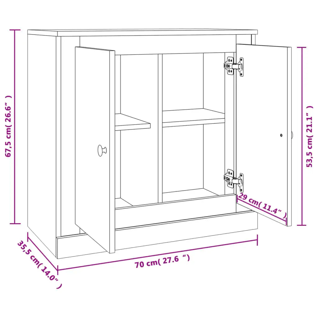 Credenza Nera 70x35,5x67,5 cm in Legno Multistrato - homemem39