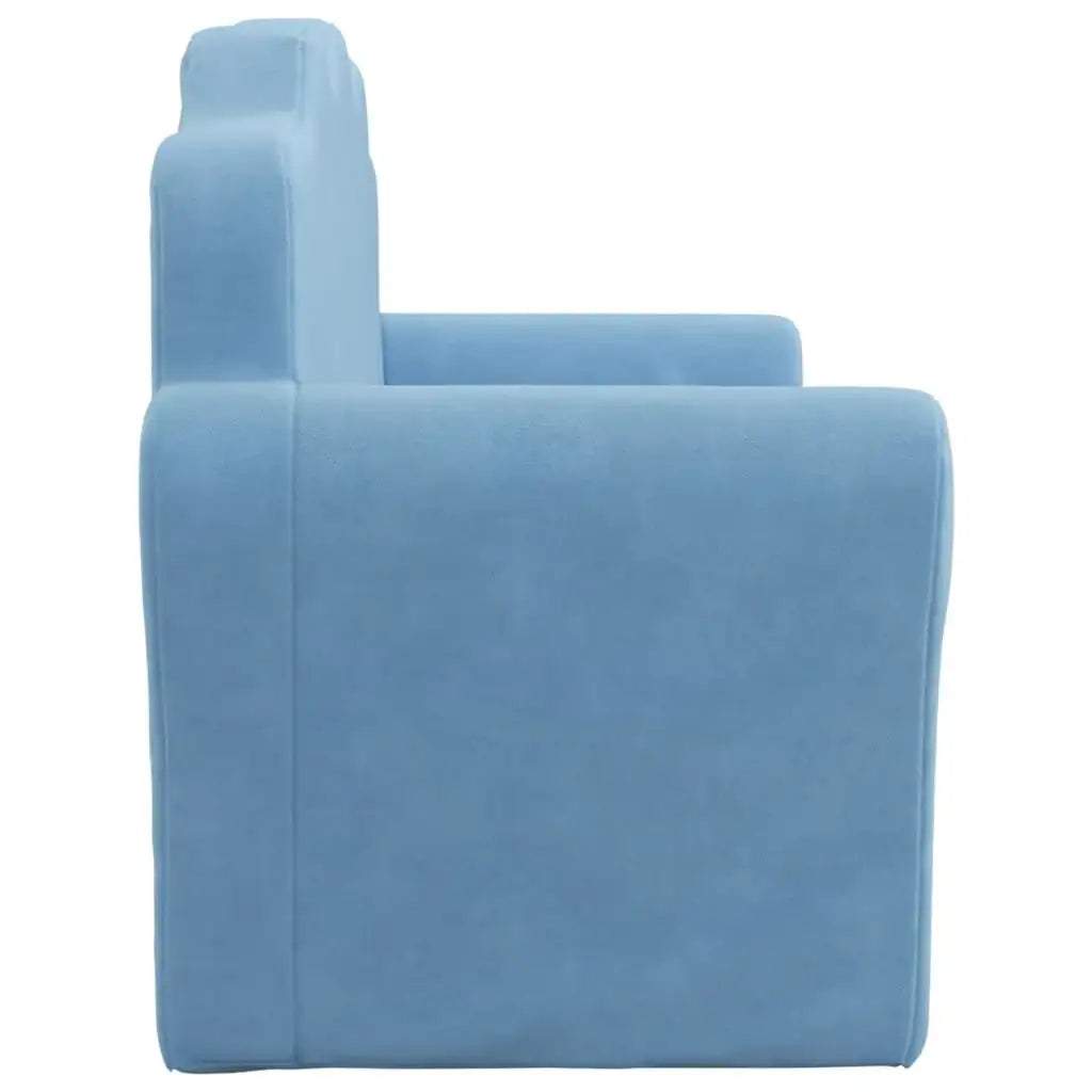 Divano per Bambini a 2 Posti Blu in Morbido Peluche - homemem39