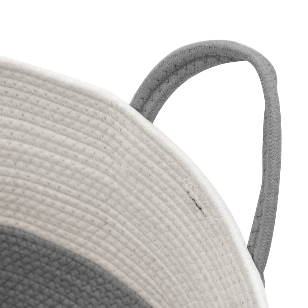 Cestino Portaoggetti Grigio e Bianco Ø51x33 cm in Cotone - homemem39
