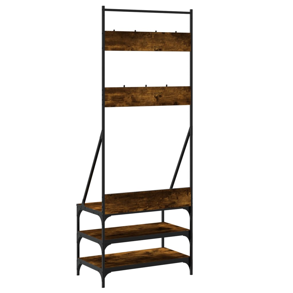 Appendiabiti con Porta Scarpe Rovere Fumo 70x40x184 cm - homemem39