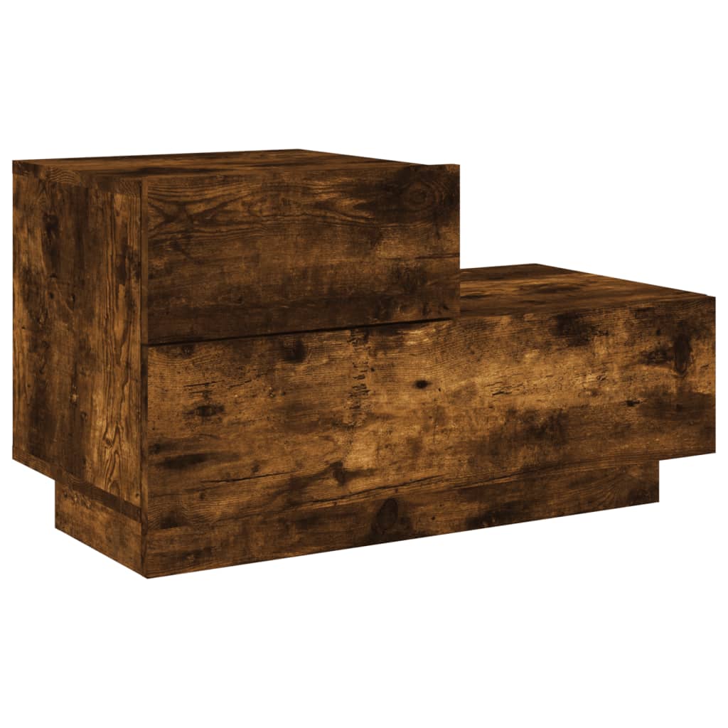 Comodino con Luci LED Rovere Fumo 70x36x40,5 cm - homemem39