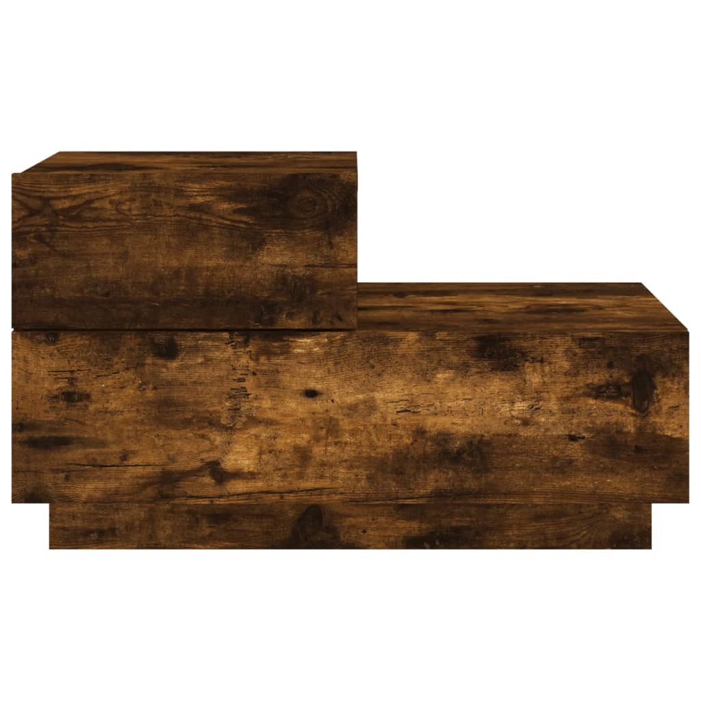 Comodino con Luci LED Rovere Fumo 70x36x40,5 cm - homemem39