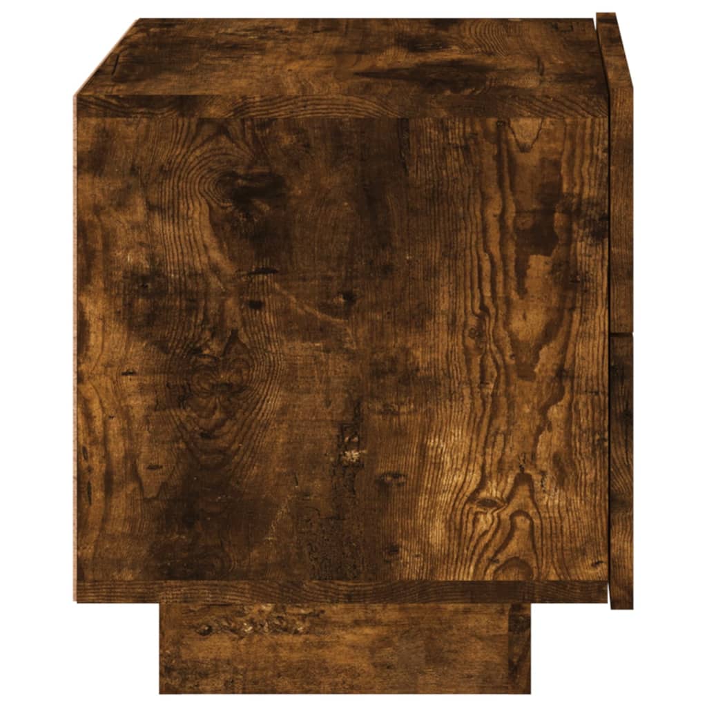 Comodino con Luci LED Rovere Fumo 70x36x40,5 cm - homemem39