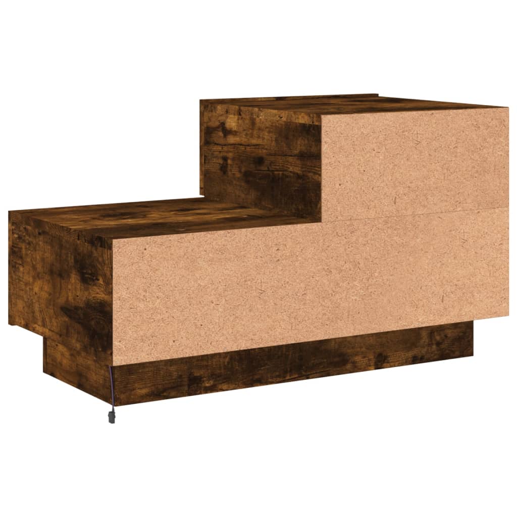Comodino con Luci LED Rovere Fumo 70x36x40,5 cm - homemem39
