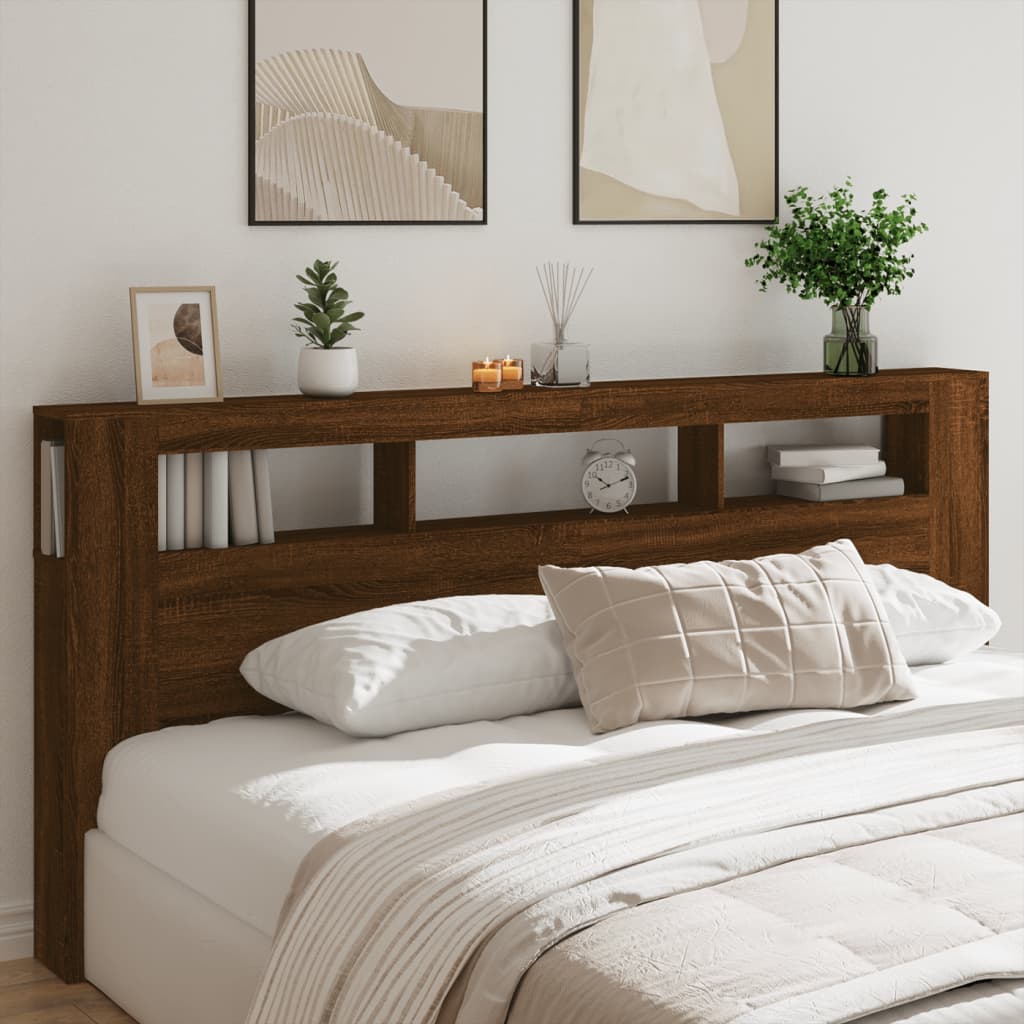 Testiera LED Rovere Marrone 220x18,5x103,5 cm Legno Multistrato - homemem39