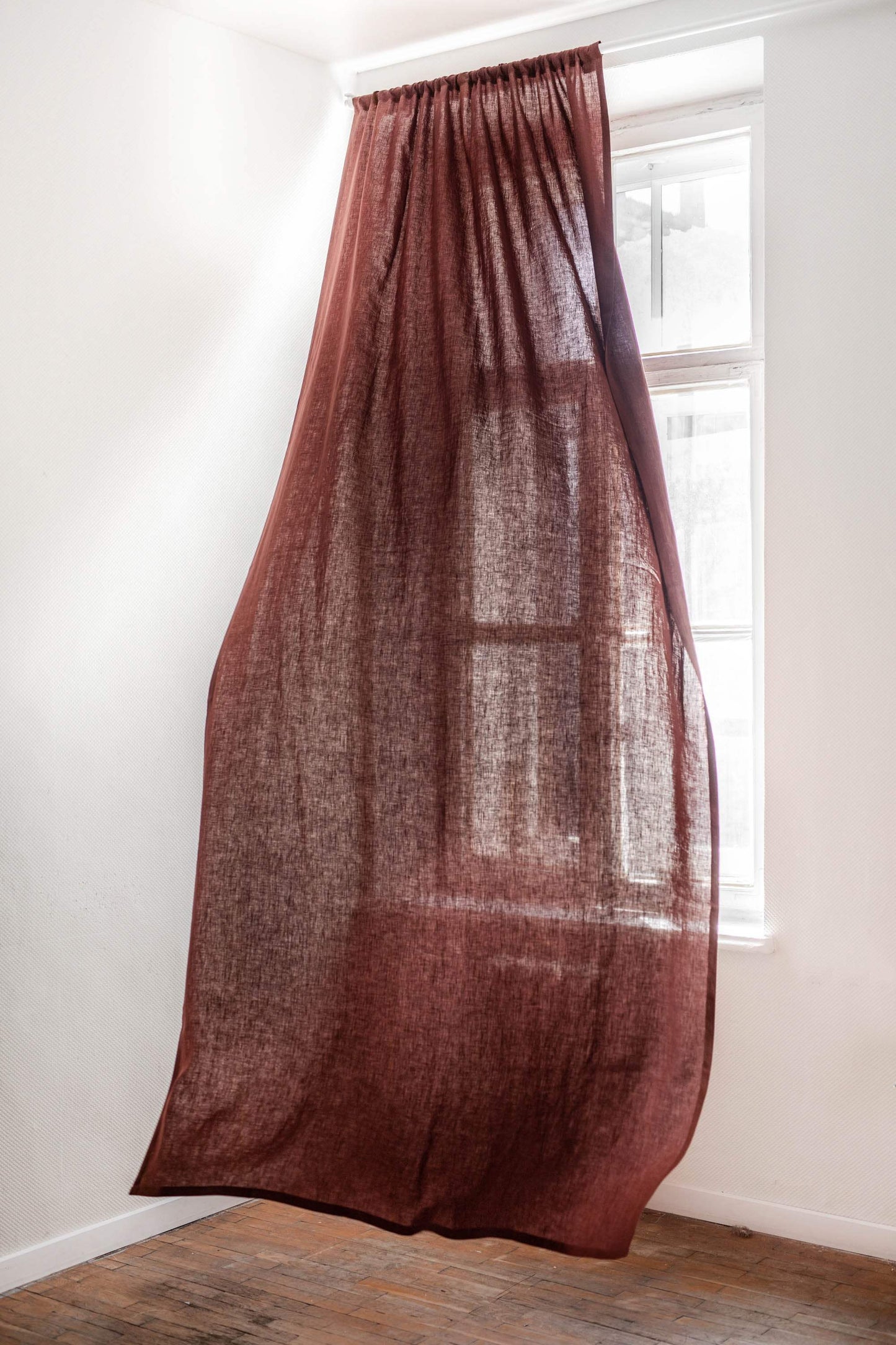 Tenda in lino con tasca per aste - homemem39