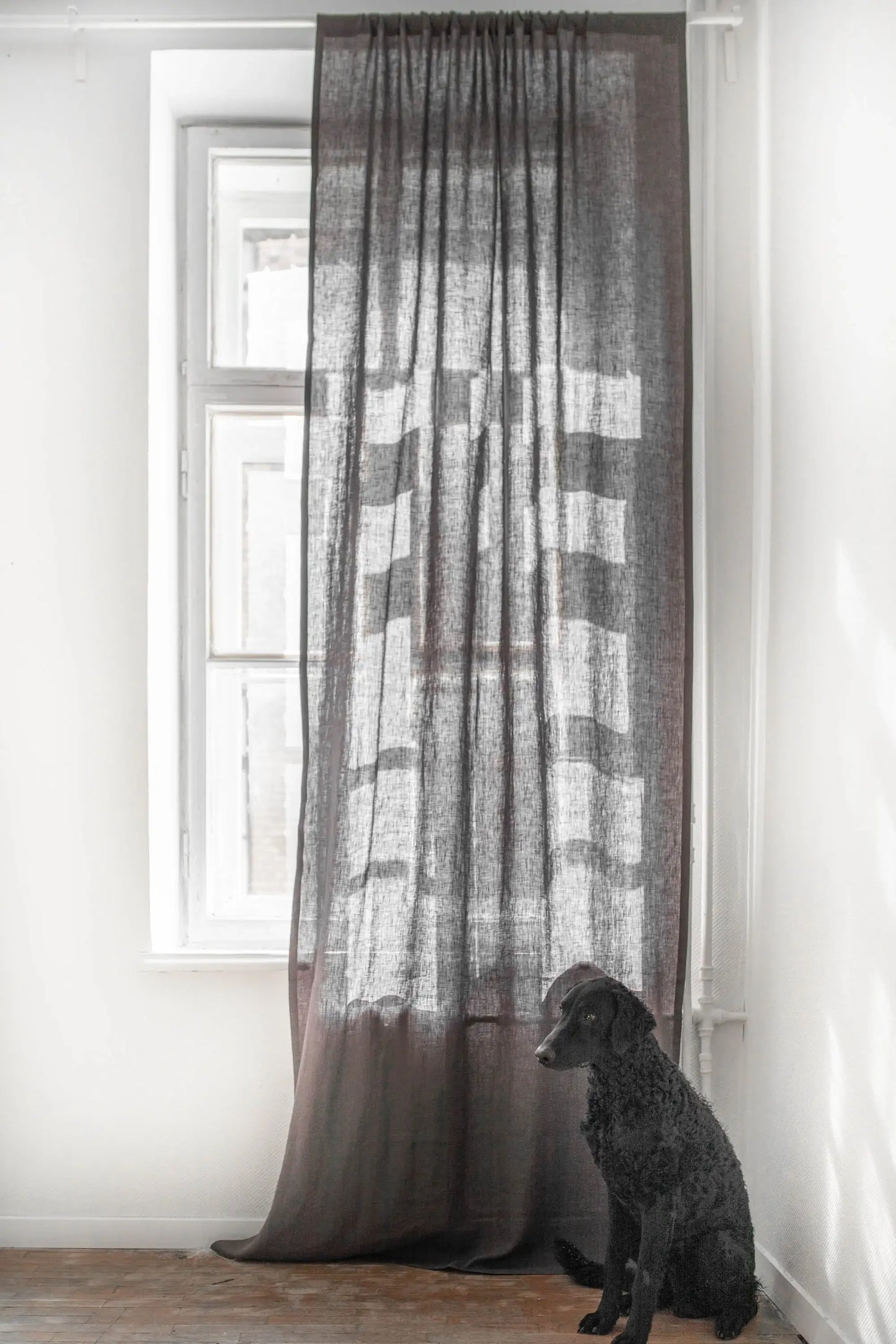 Tenda in lino con tasca per aste - homemem39