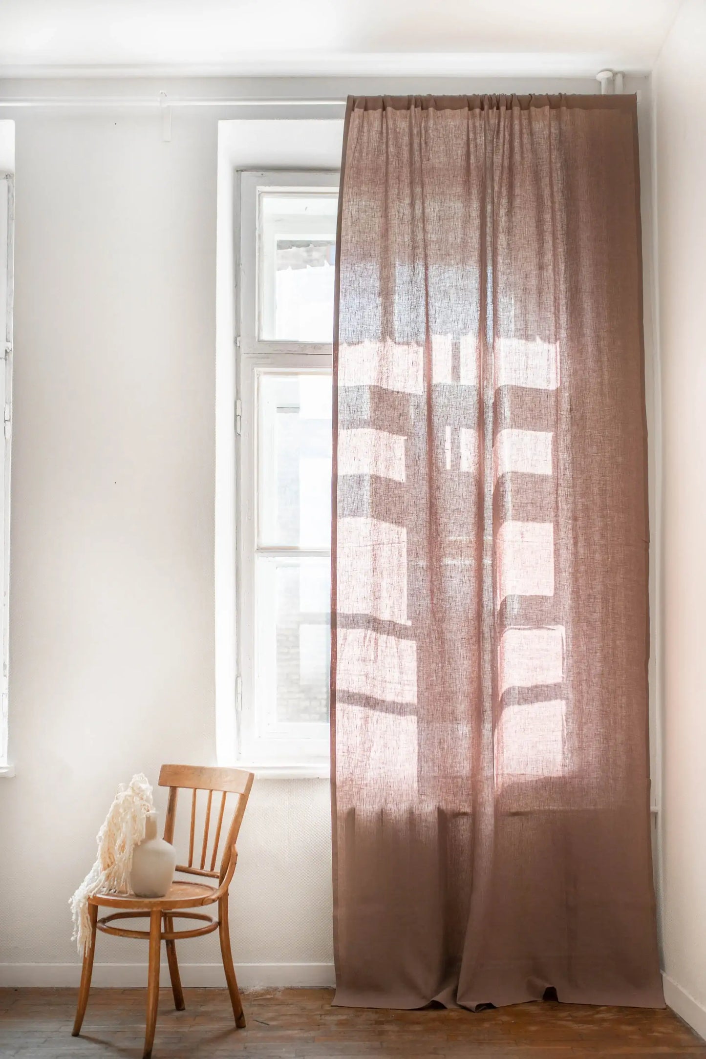 Tenda in lino con tasca per aste - homemem39
