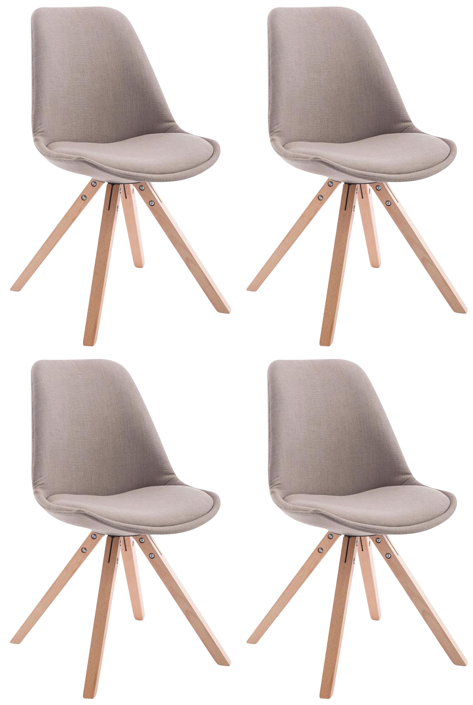 4er Set Besucherstühle Toulouse Stoff Square - homemem39