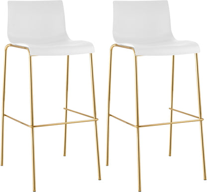 2er Set Barhocker Hover Kunststoff Vierfußgestell Gold