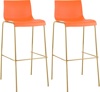 2er Set Barhocker Hover Kunststoff Vierfußgestell Gold