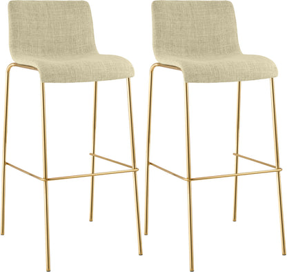 2er Set Barhocker Hover Stoff Vierfußgestell Gold