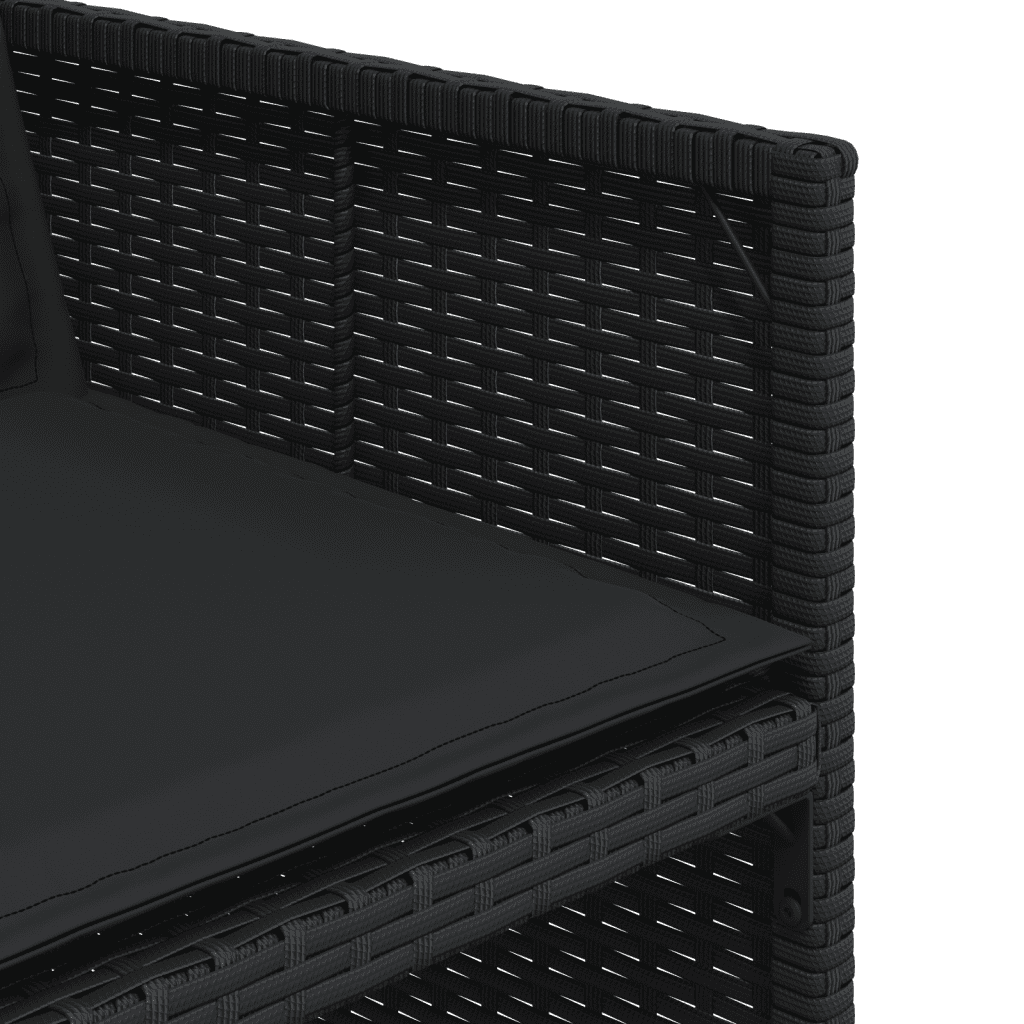 Set da Pranzo da Giardino 5 pz Nero con Cuscini in Polyrattan
