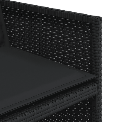 Set da Pranzo da Giardino 5 pz Nero con Cuscini in Polyrattan