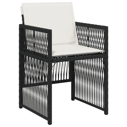Set da Pranzo da Giardino 13pz con Cuscini Nero in Polyrattan