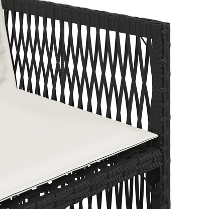 Set da Pranzo da Giardino 9 pz con Cuscini Nero in Polyrattan