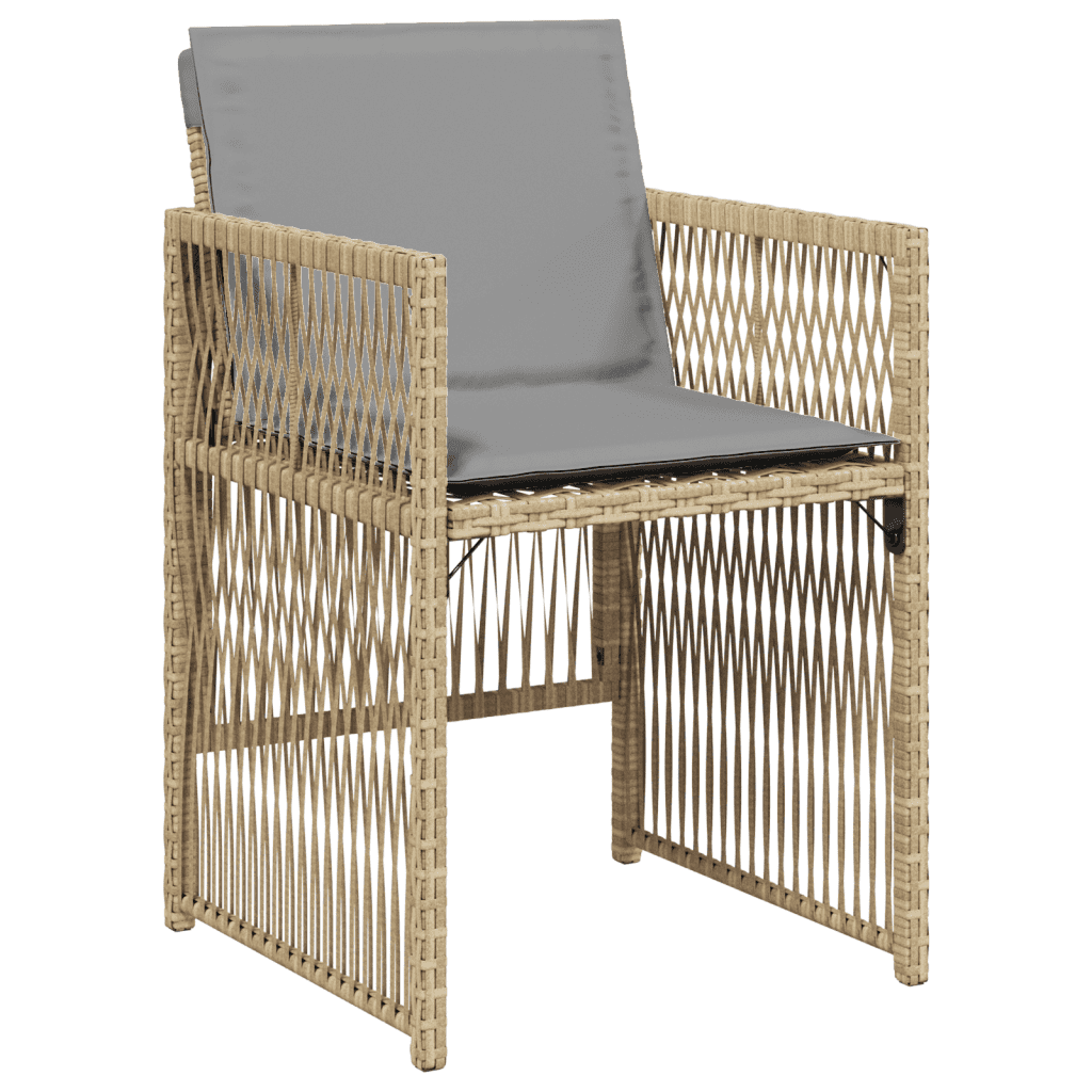 Set Pranzo da Giardino 13 pz con Cuscini Beige Misto Polyrattan