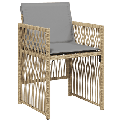 Set Pranzo da Giardino 13 pz con Cuscini Beige Misto Polyrattan