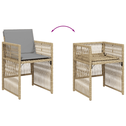 Set Pranzo da Giardino 7 pz con Cuscini Beige Misto Polyrattan | homemem39