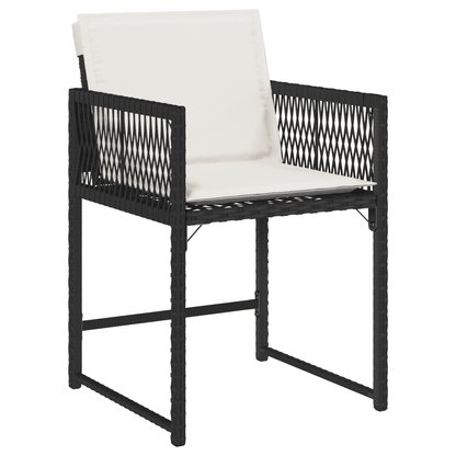 Set da Pranzo da Giardino 11 pz con Cuscini in Polyrattan Nero