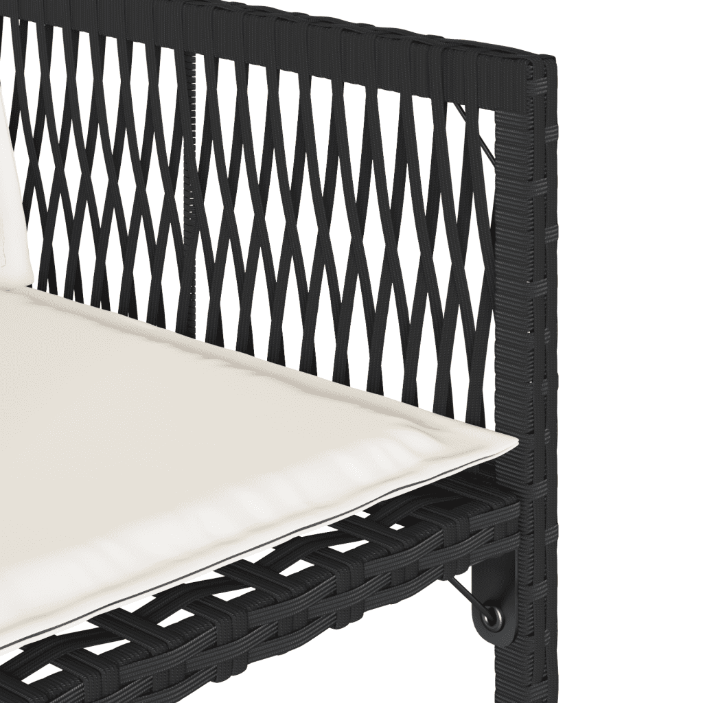 Set da Pranzo da Giardino 13pz con Cuscini Nero in Polyrattan