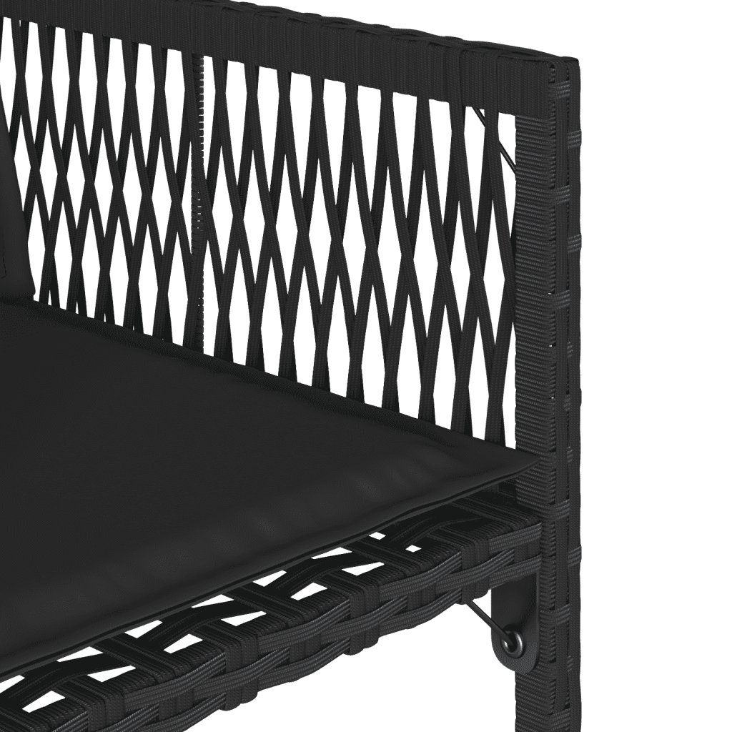 Set da Pranzo da Giardino 13pz con Cuscini Nero in Polyrattan