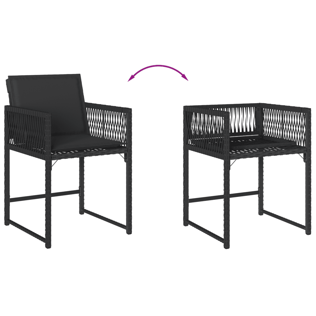 Set da Pranzo da Giardino 11 pz con Cuscini in Polyrattan Nero | homemem39