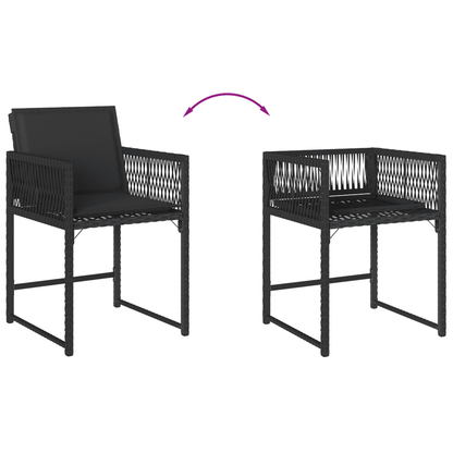 Set da Pranzo da Giardino 11 pz con Cuscini in Polyrattan Nero | homemem39