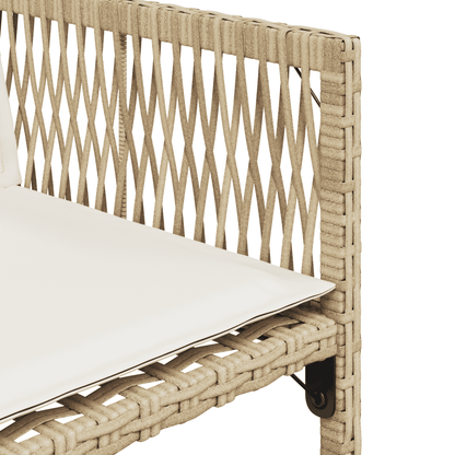 Set da Pranzo da Giardino 11 pz con Cuscini Beige in Polyrattan