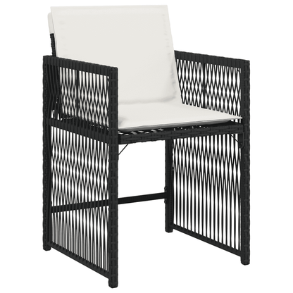 Set da Pranzo da Giardino 17 pz con Cuscini Nero in Polyrattan