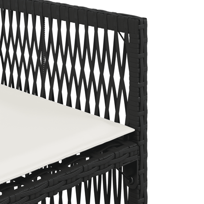 Set da Pranzo da Giardino 17 pz con Cuscini Nero in Polyrattan