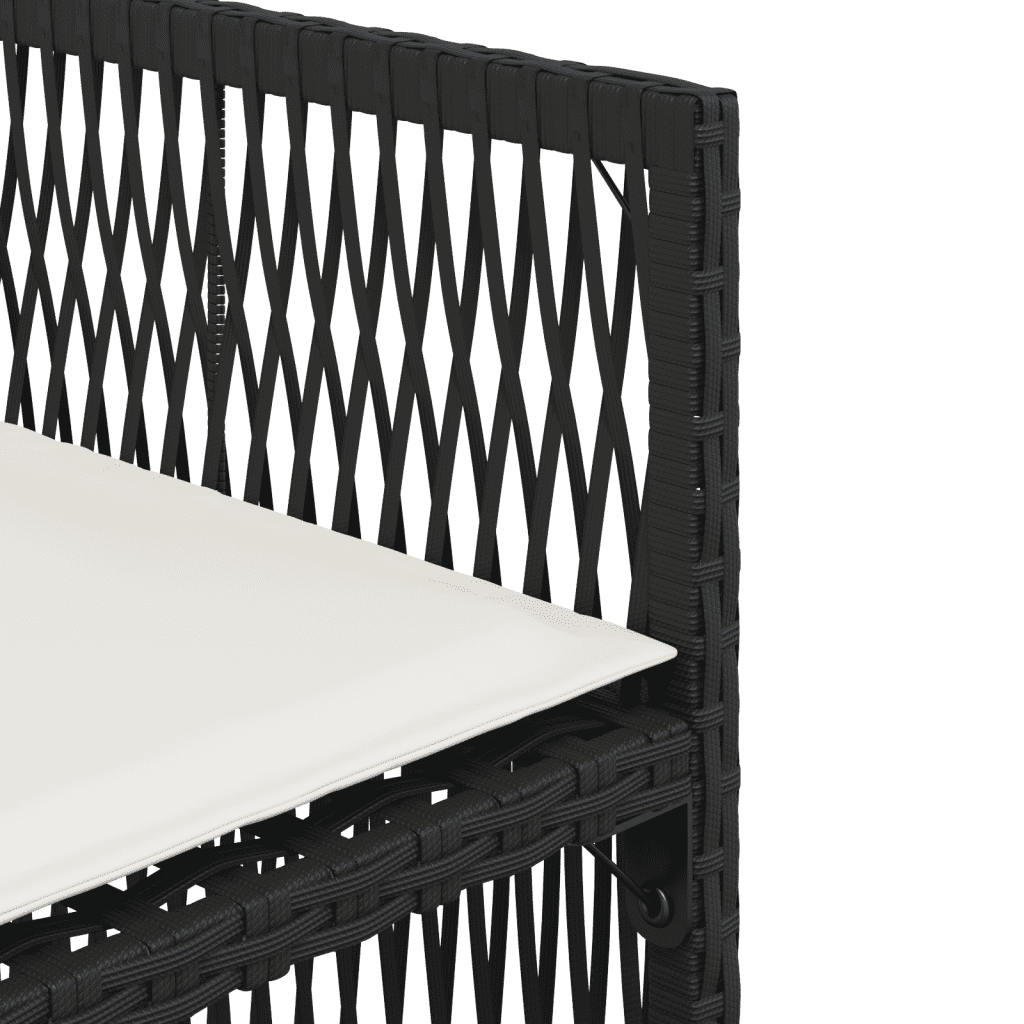 Set da Pranzo da Giardino 11 pz con Cuscini in Polyrattan Nero