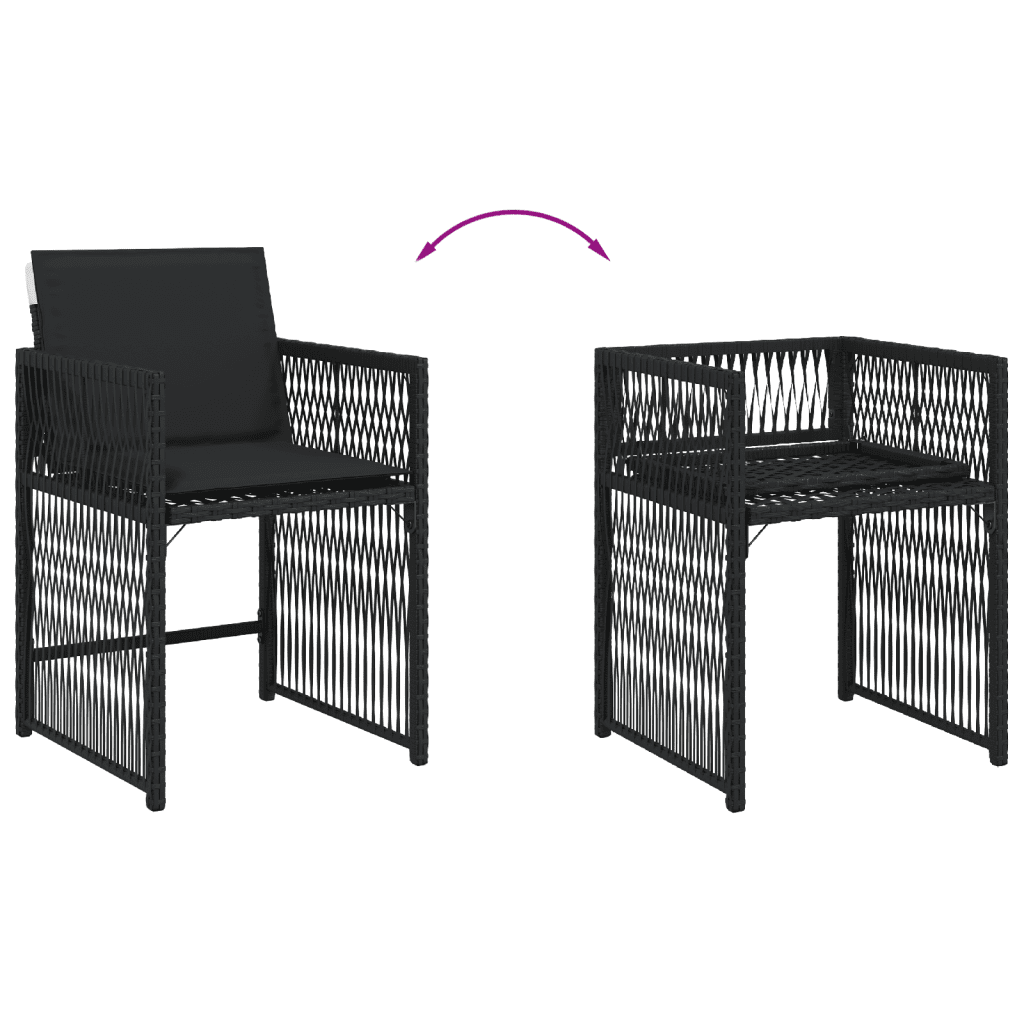 Set da Pranzo da Giardino 13pz con Cuscini Nero in Polyrattan | homemem39